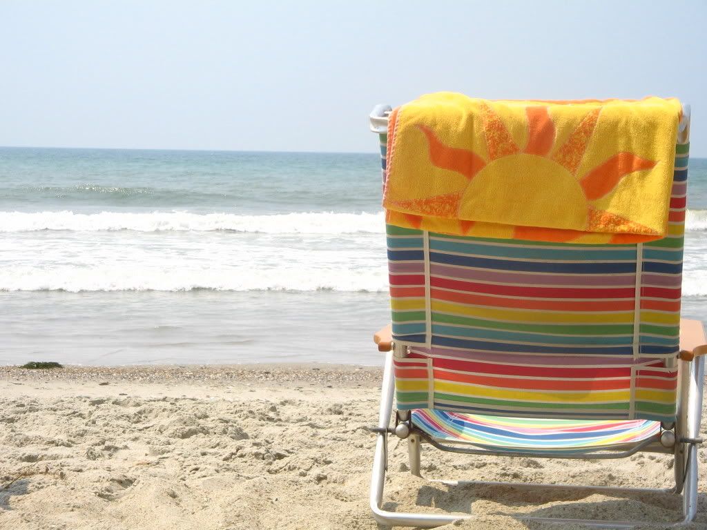 beach chair at ocean edge