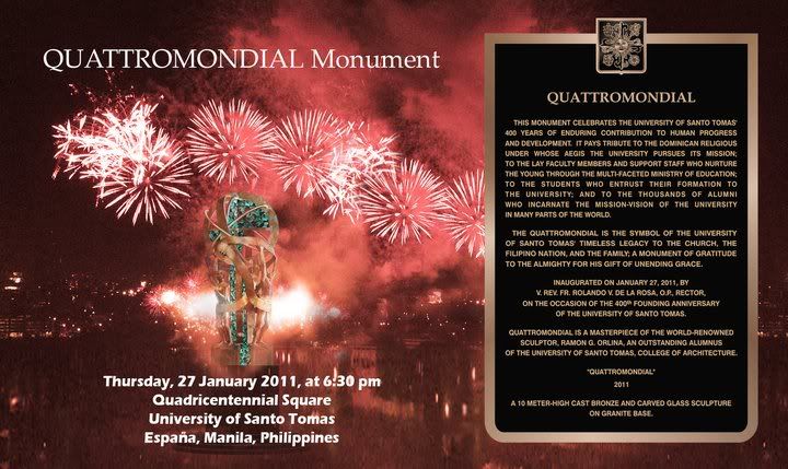 QUATTROMONDIAL MONUMENT. On January 27, 6:30pm, Thursday, a day before the 