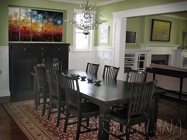 SmartLook: Flowers painting in a dining room with green walls