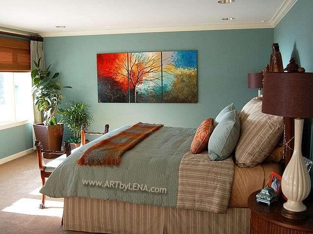 SmartLook: Bedroom interior with large landscape artwork