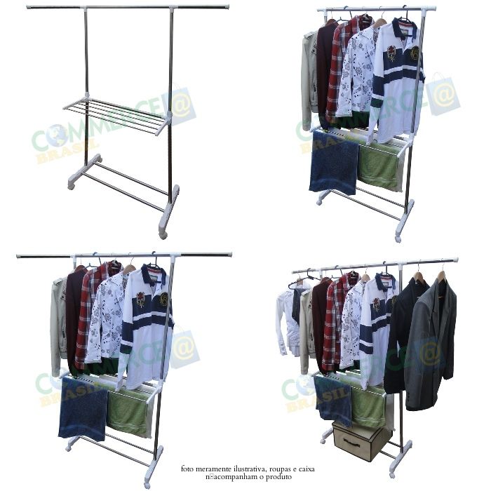 Arara Organizador Roupas Aço Estante Closet CBR1102 YLT-0401C-commercebrasil Arara Organizador Roupas Aço Estante Closet CBR1102 YLT-0401C-commercebrasil