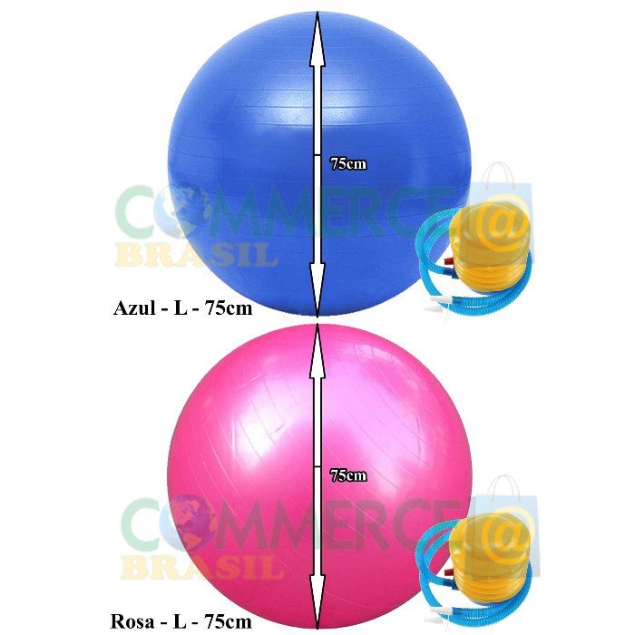 Bola Yoga Pilates Fitness Suiça 75cm-L com Bomba CBR-1071-commercebrasil Bola Yoga Pilates Fitness Suiça 75cm-L com Bomba CBR-1071-commercebrasil