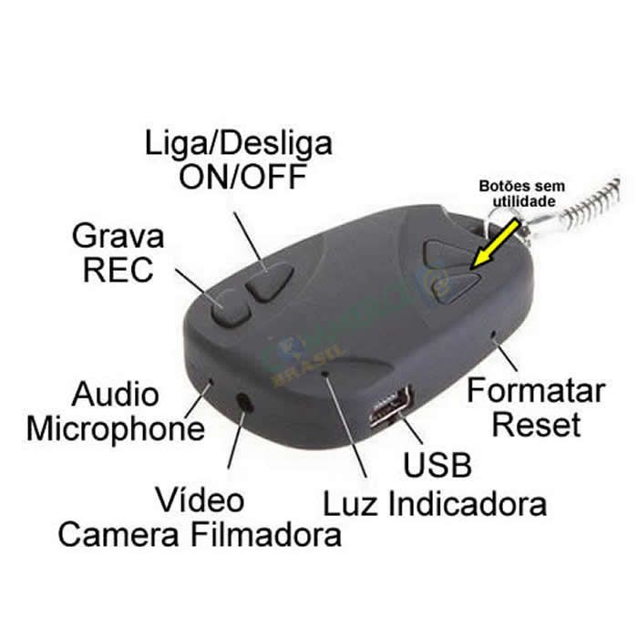 Chaveiro Espião Micro-camera 808 8gb Camera Filmadora Espiã - CBR-1040 Chaveiro Espião Micro-camera 808 8gb Camera Filmadora Espiã - CBR-1040