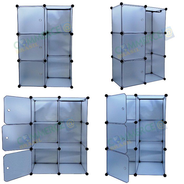 Estante Organizadora com 3 Portas, Cabide Colorido CBR-1020-commercebrasil Estante Organizadora com 3 Portas, Cabide Colorido CBR-1020-commercebrasil