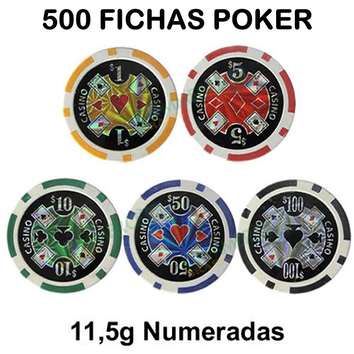 Maleta Poker 500 Fichas Luxo Brilhantes Numeradas 11,5gr - CBR1082
