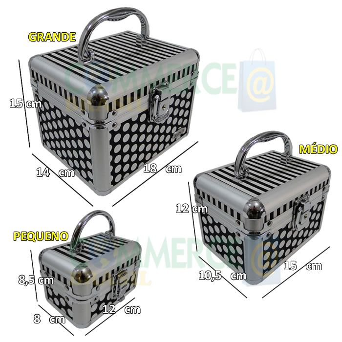 Kit 3 Maletas Maquiagem Alumínio Profissional Rubys FS-1132F Kit 3 Maletas Maquiagem Alumínio Profissional Rubys FS-1132F