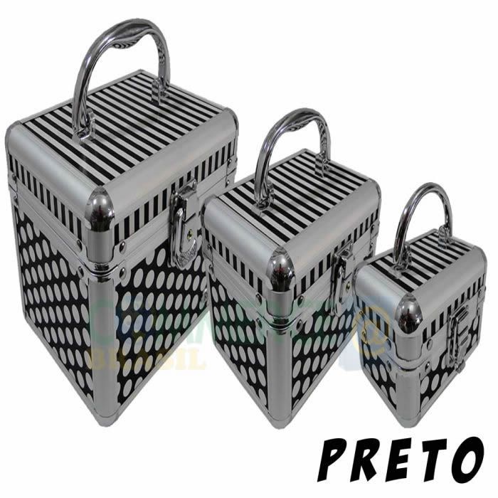 Kit 3 Maletas Maquiagem Alumínio Profissional Rubys FS-1132F Kit 3 Maletas Maquiagem Alumínio Profissional Rubys FS-1132F