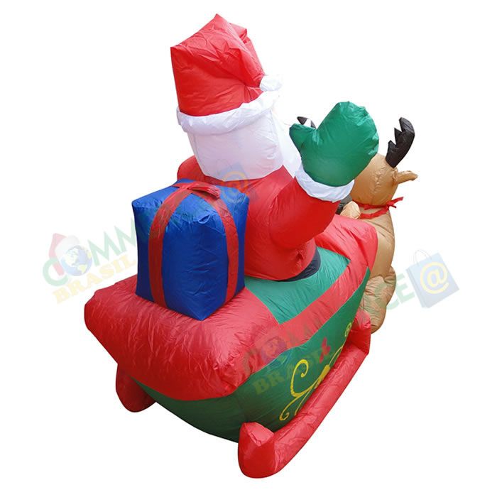 Papai Noel 2 Renas Inflável 1,50m Iluminado 110 ou 220v - 1583 Papai Noel 2 Renas Inflável 1,50m Iluminado 110 ou 220v - 1583