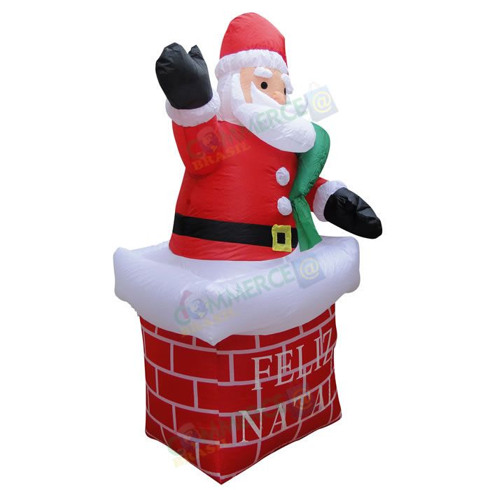 Papai Noel na Chaminé Inflável 1,80m Iluminado 110 ou 220v - 1582 Papai Noel na Chaminé Inflável 1,80m Iluminado 110 ou 220v - 1582