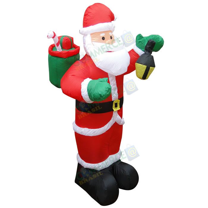 Papai Noel Inflável 1,80m Iluminado 110 ou 220v - 1585 Papai Noel Inflável 1,80m Iluminado 110 ou 220v - 1585