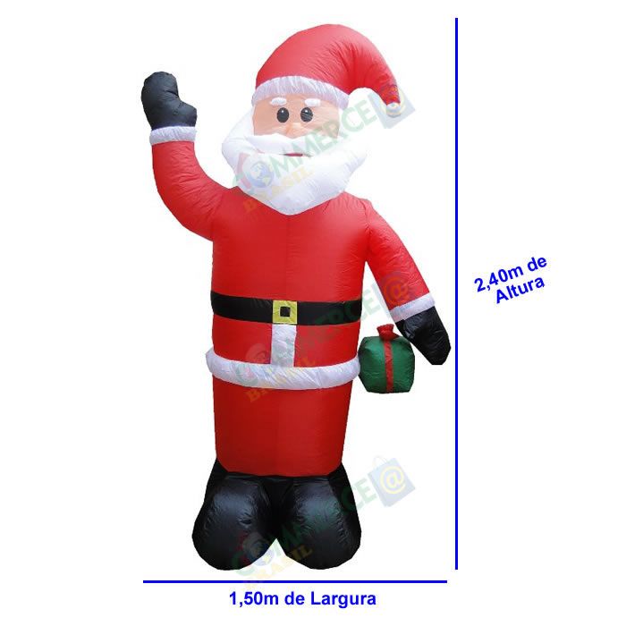 Papai Noel Inflável 2,40m Iluminado 110 ou 220v - 1588 Papai Noel Inflável 2,40m Iluminado 110 ou 220v - 1588