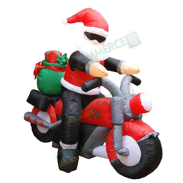 Papai Noel Motoqueiro Inflável 1,50m Iluminado 110 ou 220v - 1587 Papai Noel Motoqueiro Inflável 1,50m Iluminado 110 ou 220v - 1587