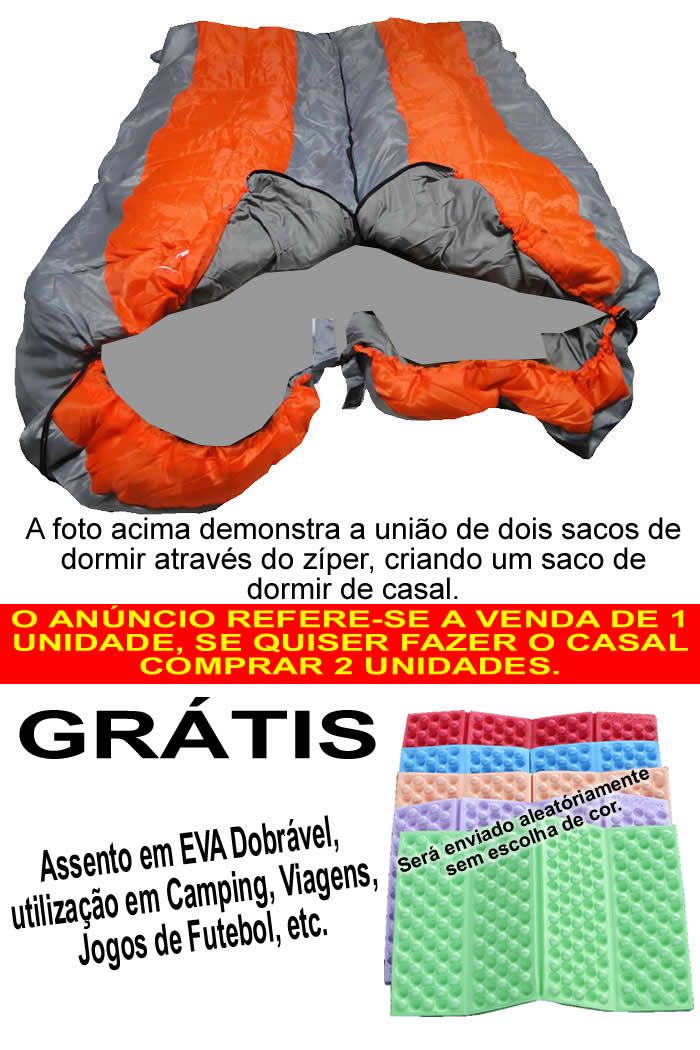 Saco de Dormir -5°C à +10ºC Poliester Estilo Casal CBR01033 Saco de Dormir -5°C à +10ºC Poliester Estilo Casal CBR01033