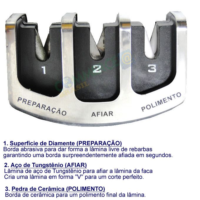 Afiador Amolador Manual de Facas Diamantado Inbrasil INBAF01 3 Fases Afiador Amolador Manual de Facas Diamantado Inbrasil INBAF01 3 Fases
