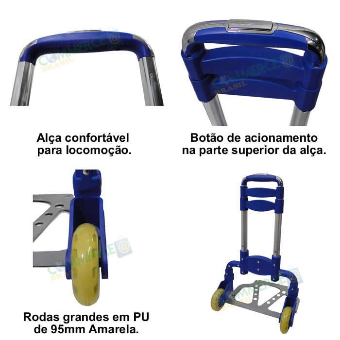 Carrinho Mão Transporte Volumes Suporta 50Kg Alumínio LG-101 - CBR-1016 Carrinho Mão Transporte Volumes Suporta 50Kg Alumínio LG-101 - CBR-1016
