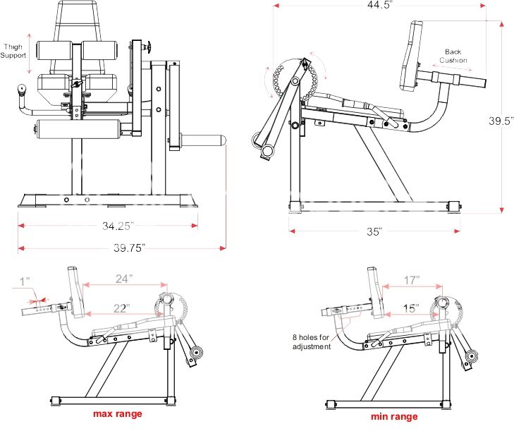 HEAVY DUTY OLYMPIC SEATED LEG CURL & EXTENSION MACHINE for QUADS ...