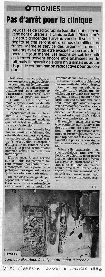 09 Janvier 1993 - Incendie Clinique Saint-Pierre Ottignies + photos Cliniquestpierre1